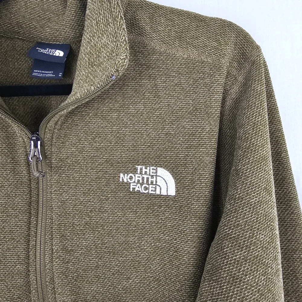 The North Face‎ 1/4 Zip Pullover Jacket Fleece Green Textured Men's Size Medium